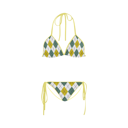 ARGYLE GOLD AND GREEN Custom Bikini Swimsuit