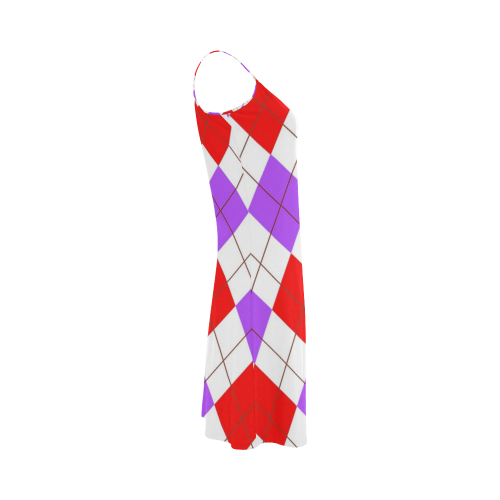 ARGYLE RED AND PURPLE Alcestis Slip Dress (Model D05)
