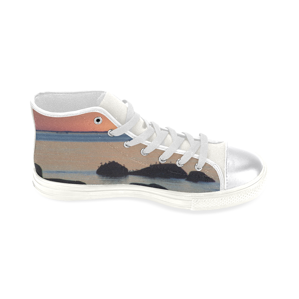 Dusk on the Sea Women's Classic High Top Canvas Shoes (Model 017)
