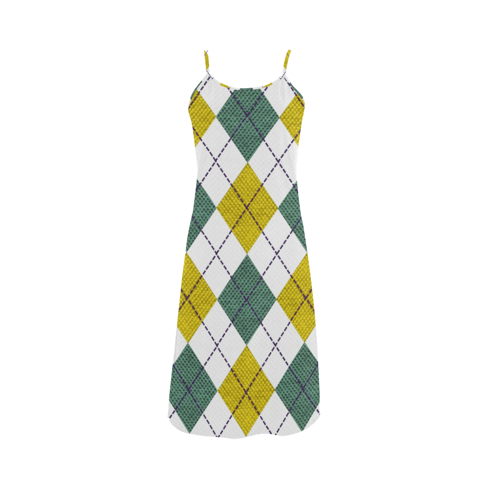 ARGYLE GOLD AND GREEN Alcestis Slip Dress (Model D05)