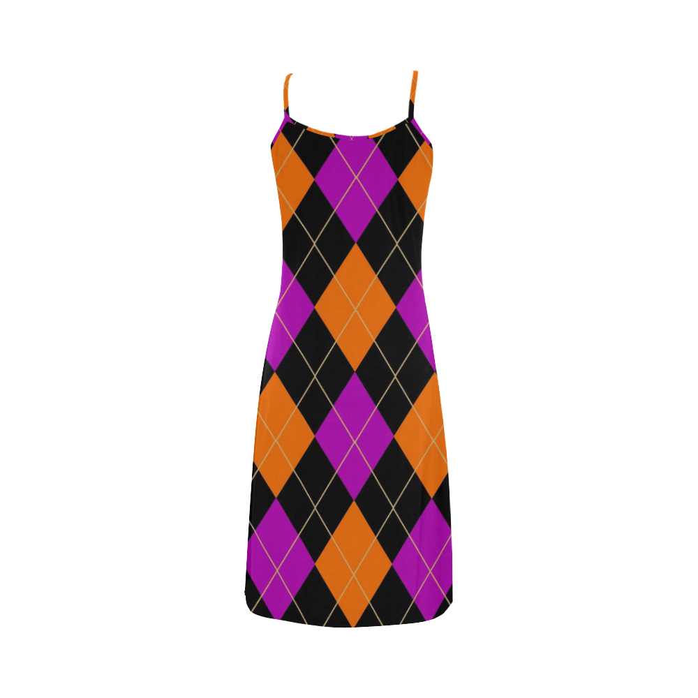 ARGYLE ORANGE AND PURPLE Alcestis Slip Dress (Model D05)