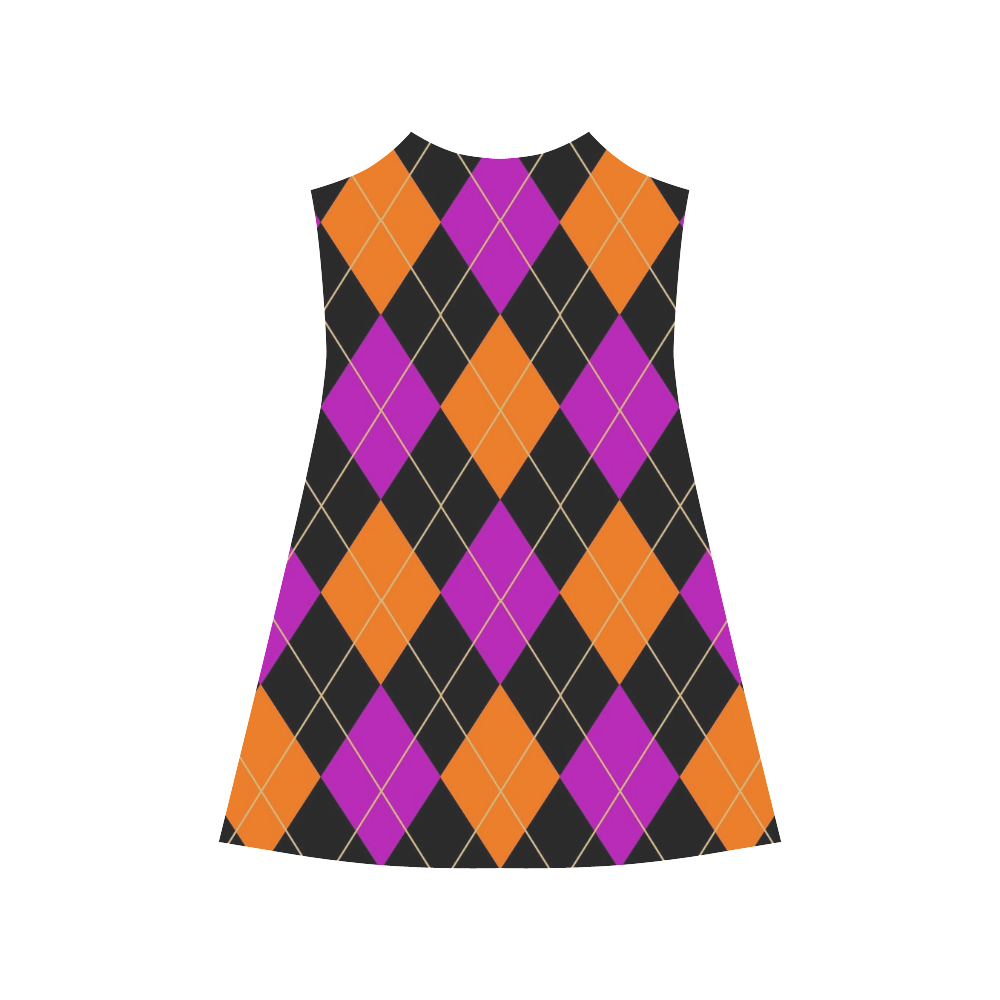 ARGYLE ORANGE AND PURPLE Alcestis Slip Dress (Model D05)