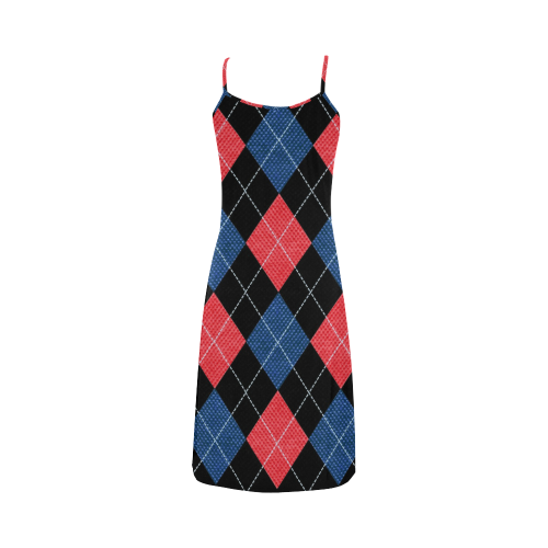 ARGYLE RED AND BLUE Alcestis Slip Dress (Model D05)