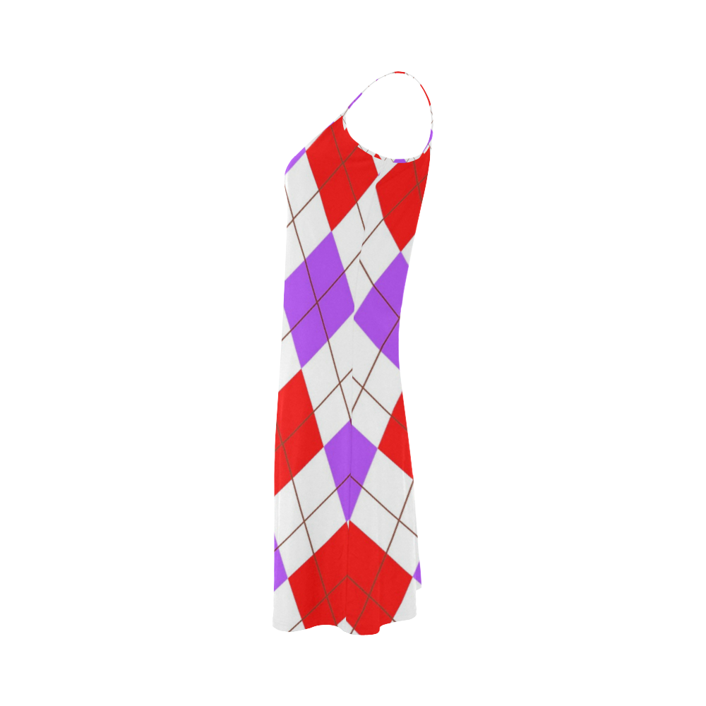 ARGYLE RED AND PURPLE Alcestis Slip Dress (Model D05)