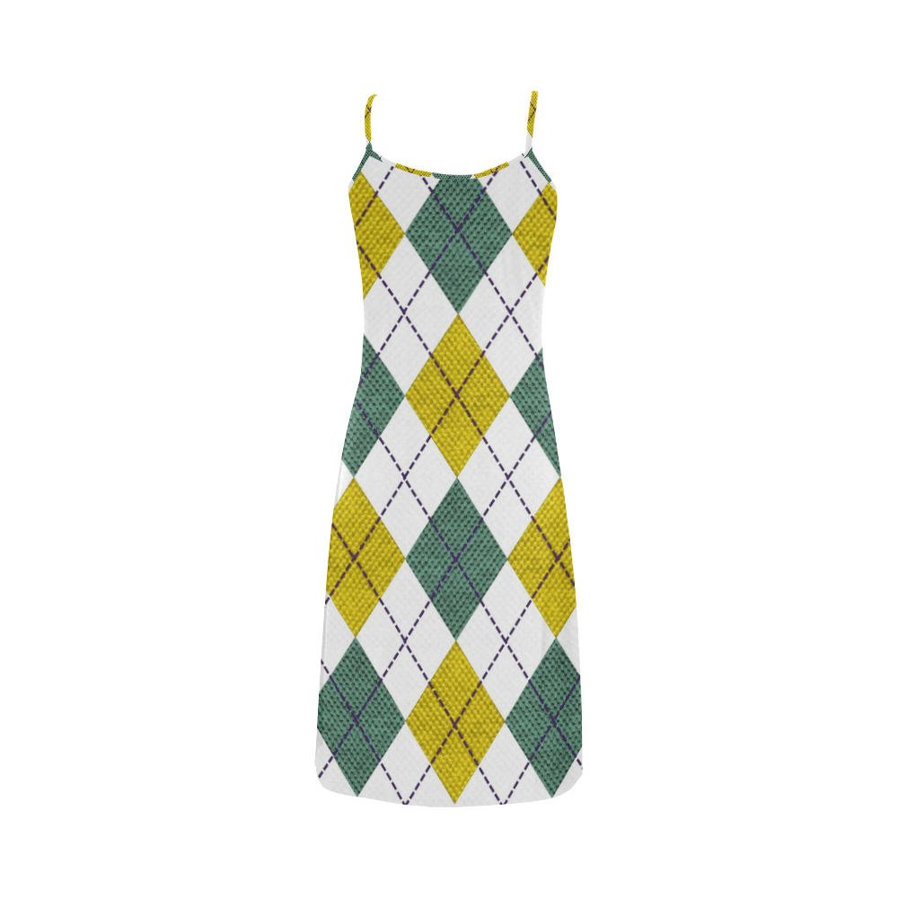 ARGYLE GOLD AND GREEN Alcestis Slip Dress (Model D05)
