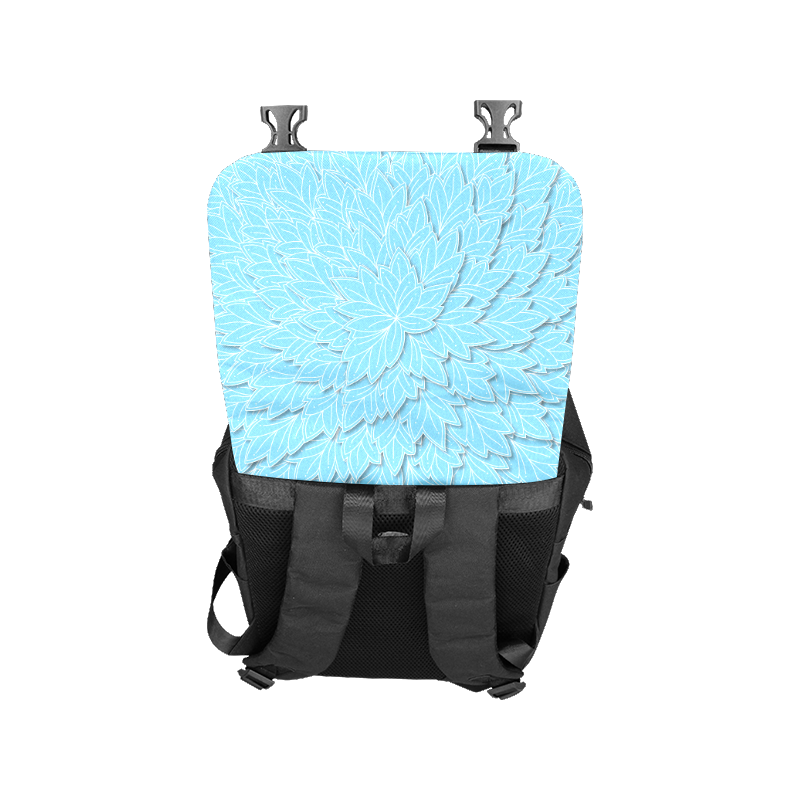 floating leaf pattern bright blue white Casual Shoulders Backpack (Model 1623)