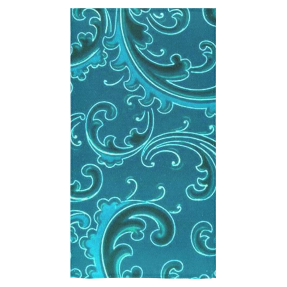 Vintage Swirls Curlicue Teal Turquoise Peacock Bath Towel 30"x56"