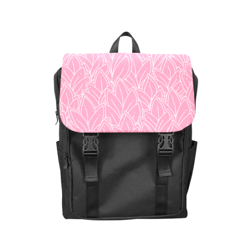 doodle leaf pattern pink white girly Casual Shoulders Backpack (Model 1623)