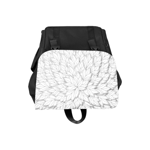 floating leaf pattern black white Casual Shoulders Backpack (Model 1623)