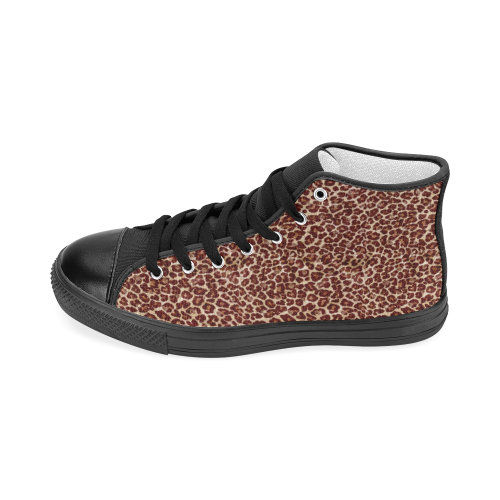 Leopard Men’s Classic High Top Canvas Shoes (Model 017)
