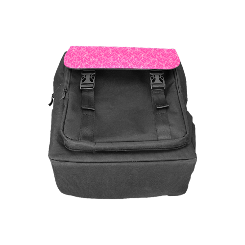 doodle leaf pattern hot pink & white Casual Shoulders Backpack (Model 1623)