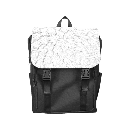 floating leaf pattern black white Casual Shoulders Backpack (Model 1623)