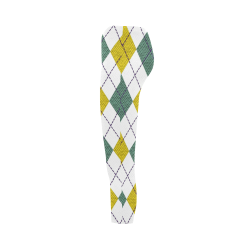 ARGYLE GOLD AND GREEN Capri Legging (Model L02)