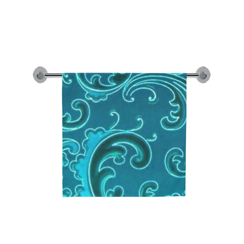 Vintage Swirls Curlicue Teal Turquoise Peacock Bath Towel 30"x56"