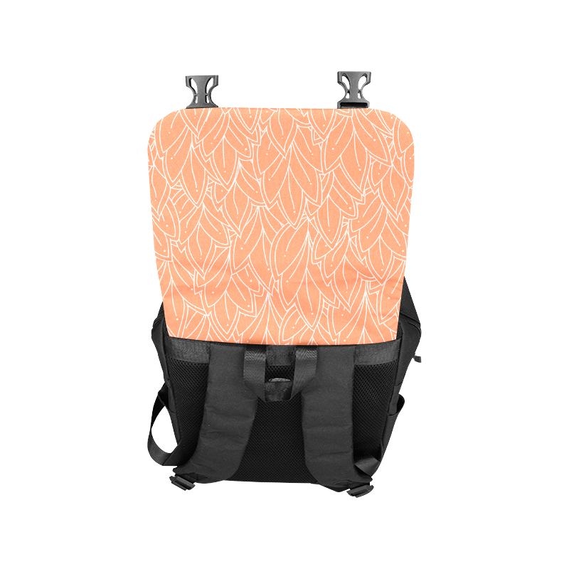 doodle leaf pattern orange white Casual Shoulders Backpack (Model 1623)