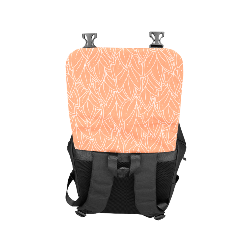 doodle leaf pattern orange white Casual Shoulders Backpack (Model 1623)