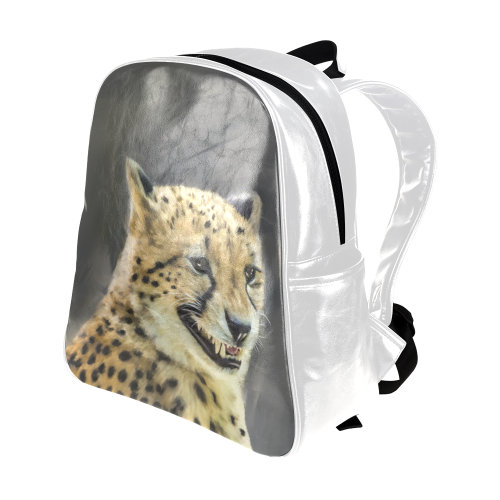 Painting  Grinning Cheetah Portrait Multi-Pockets Backpack (Model 1636)