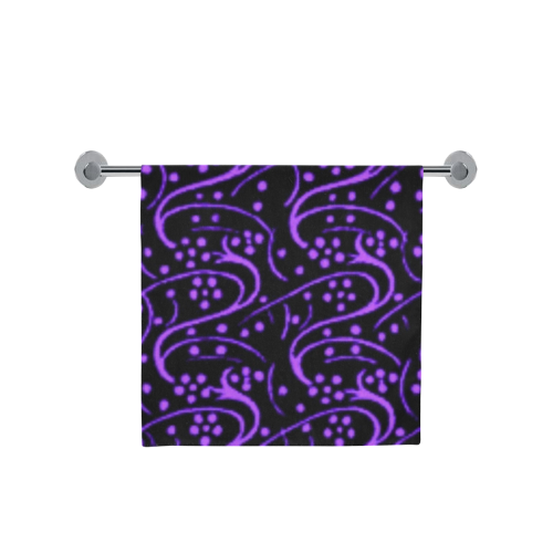 Vintage Swirl Floral Purple Black Bath Towel 30"x56"