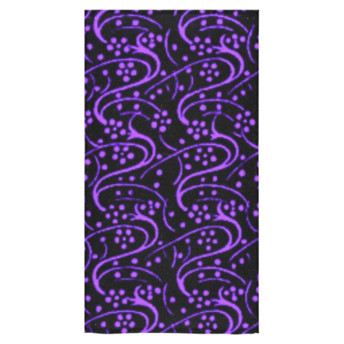 Vintage Swirl Floral Purple Black Bath Towel 30"x56"