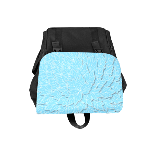 floating leaf pattern bright blue white Casual Shoulders Backpack (Model 1623)