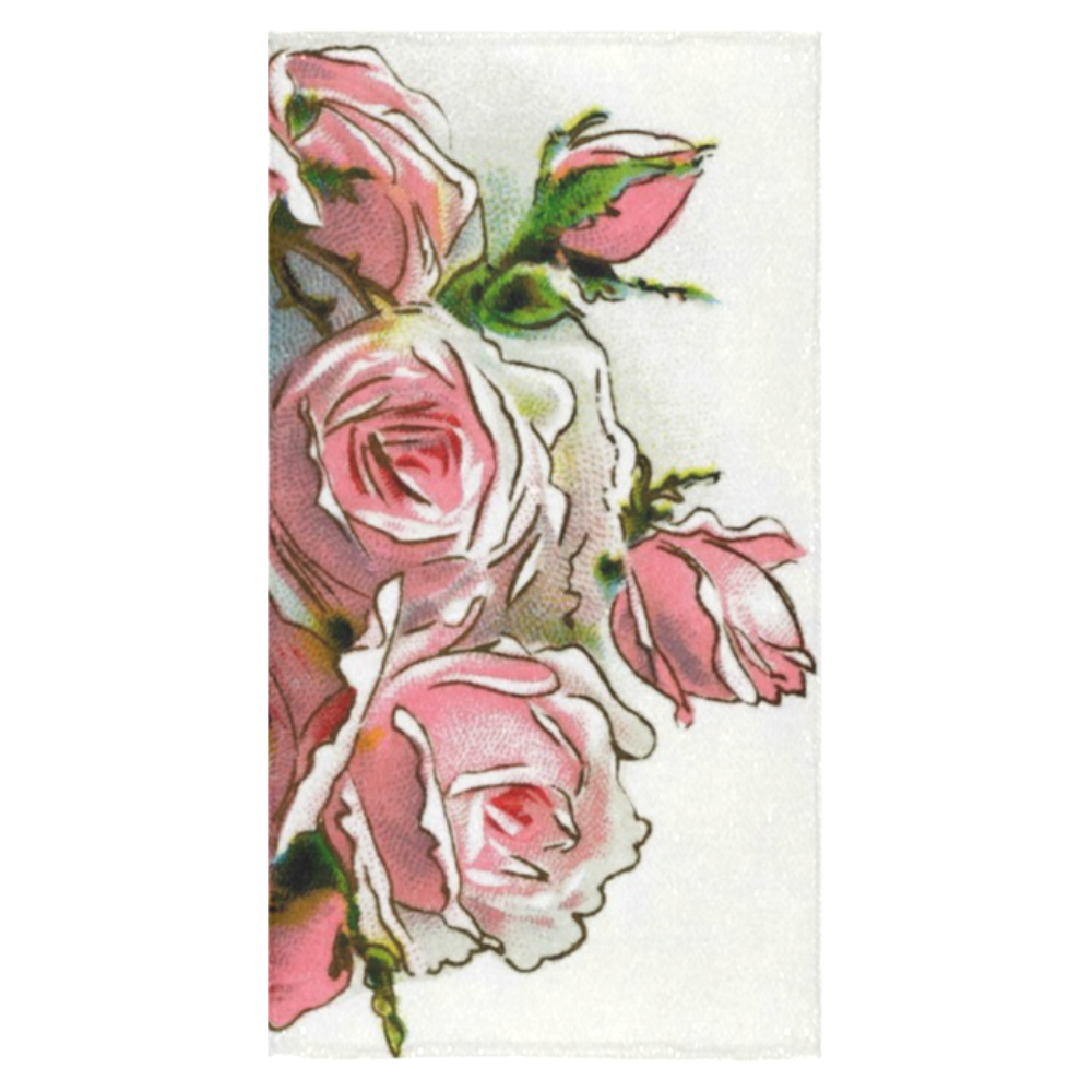 Vintage Pink Rose Floral Bath Towel 30"x56"