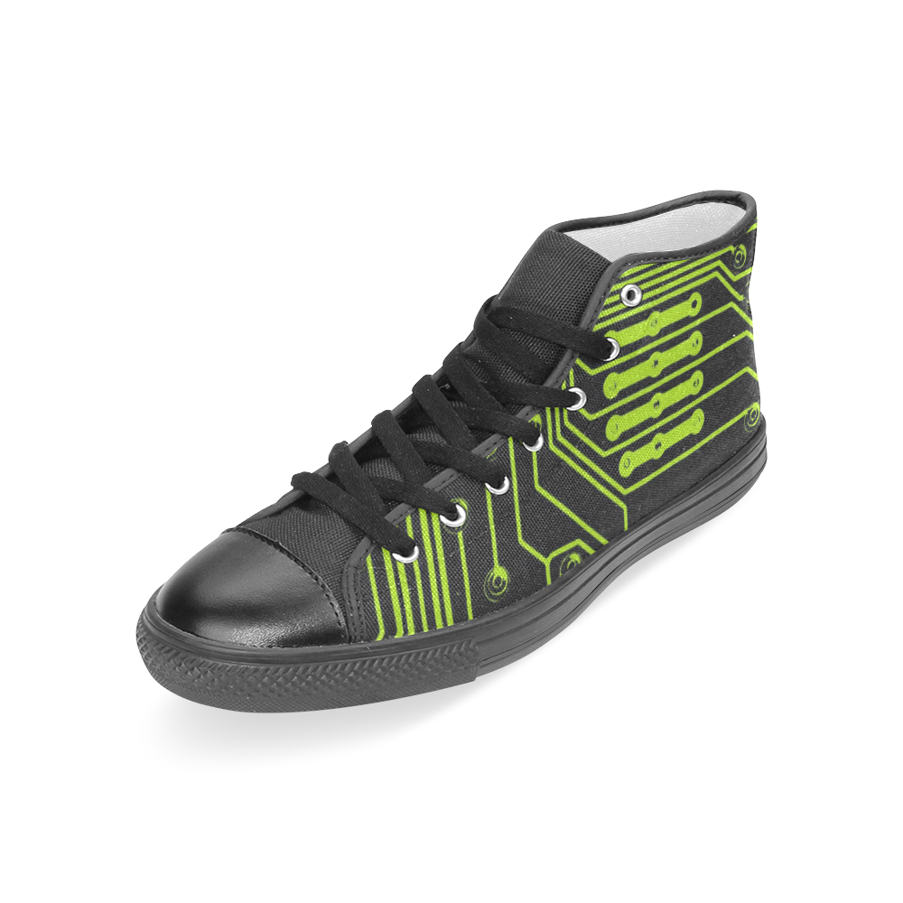 electronic circuit-board Women's Classic High Top Canvas Shoes (Model 017)