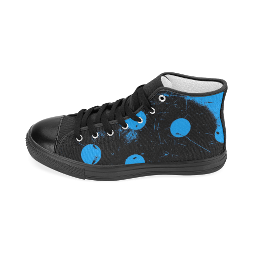 abstract polka dots blue Women's Classic High Top Canvas Shoes (Model 017)