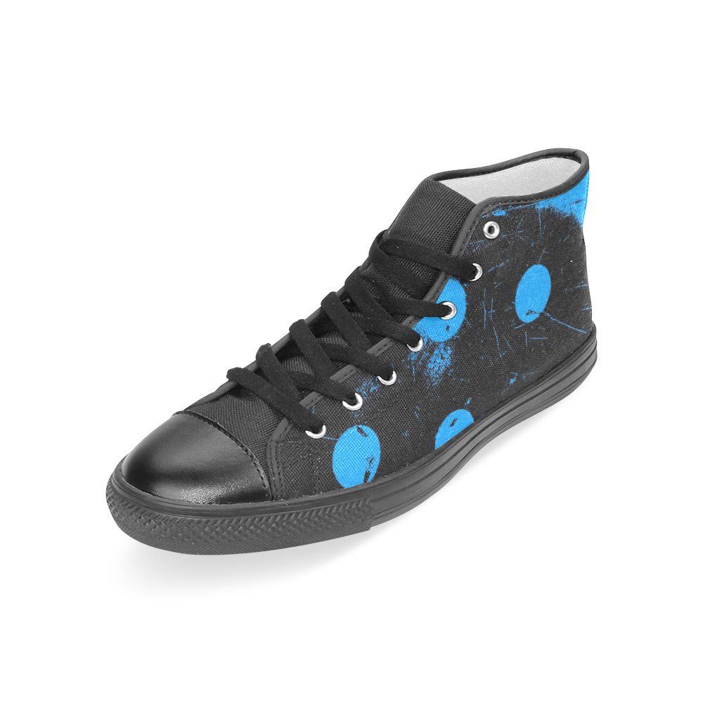 abstract polka dots blue Women's Classic High Top Canvas Shoes (Model 017)