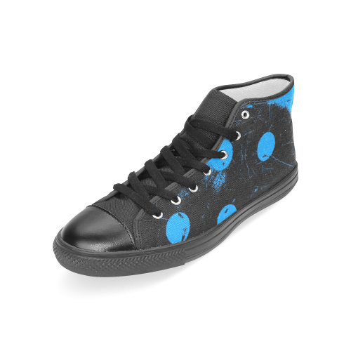 abstract polka dots blue Women's Classic High Top Canvas Shoes (Model 017)