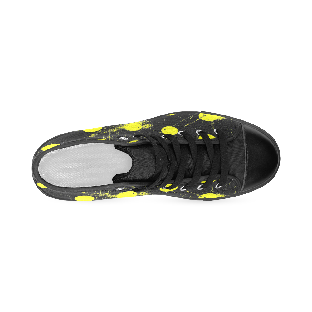 abstract polka dots yellow Women's Classic High Top Canvas Shoes (Model 017)