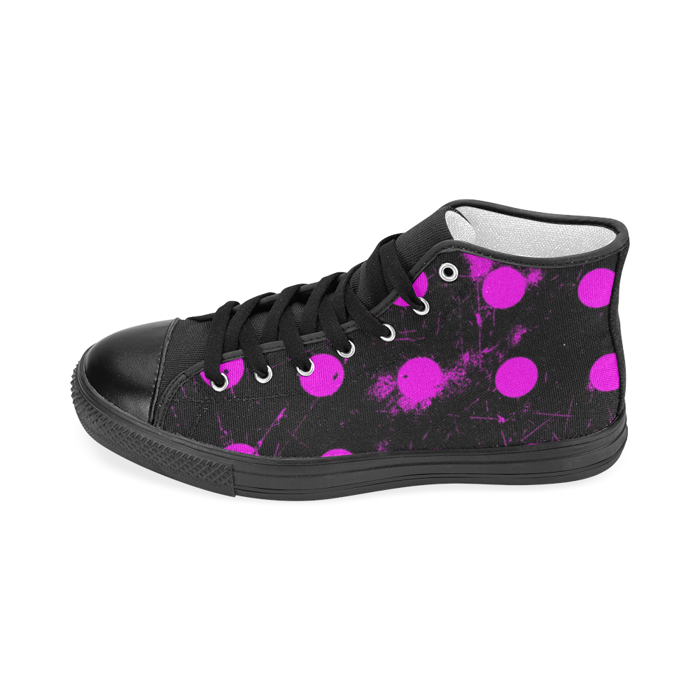 abstract polka dots purple Women's Classic High Top Canvas Shoes (Model 017)