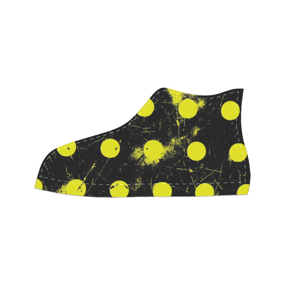 abstract polka dots yellow Women's Classic High Top Canvas Shoes (Model 017)