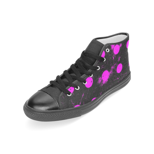 abstract polka dots purple Women's Classic High Top Canvas Shoes (Model 017)