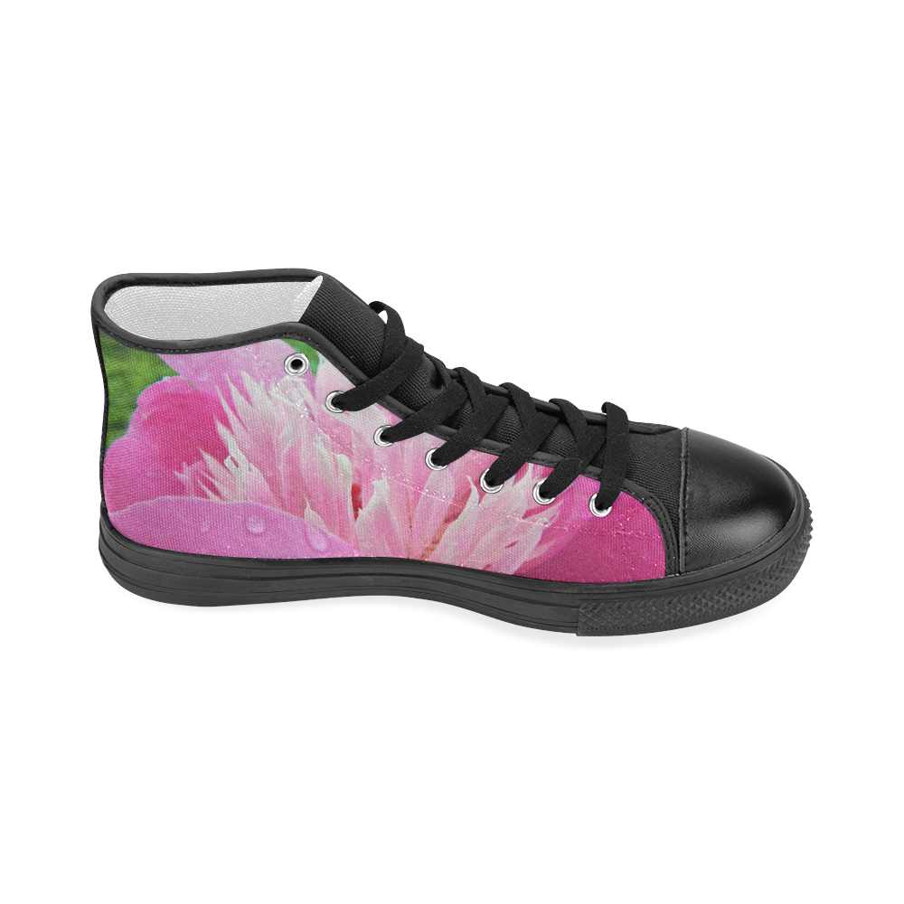 Wet Peony Women's Classic High Top Canvas Shoes (Model 017)