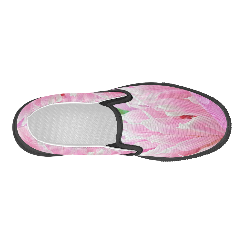 Wet Peony Women's Slip-on Canvas Shoes (Model 019)