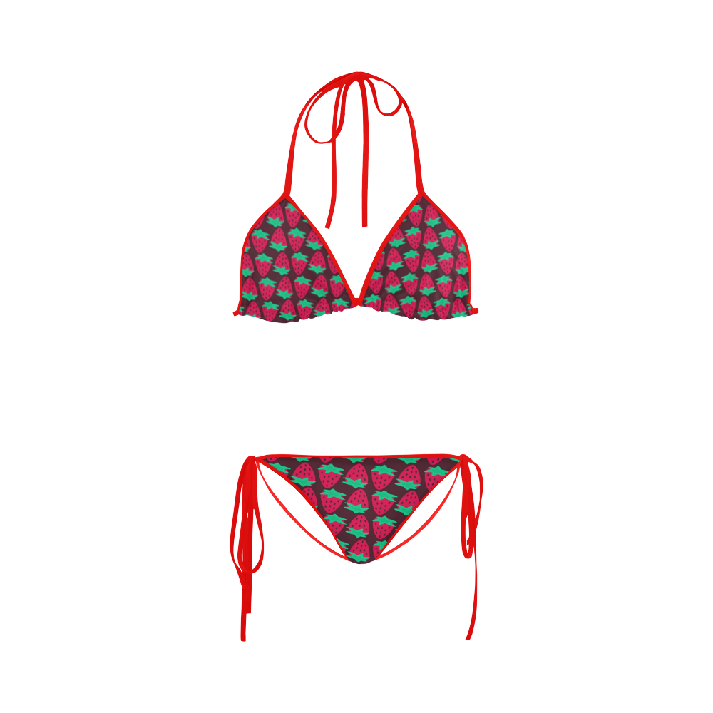 Strawberry Pattern Custom Bikini Swimsuit