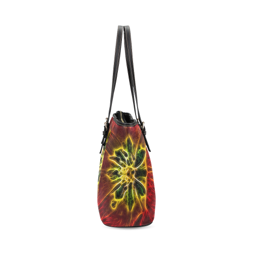 Topaz Flower Leather Tote Bag/Large (Model 1640)