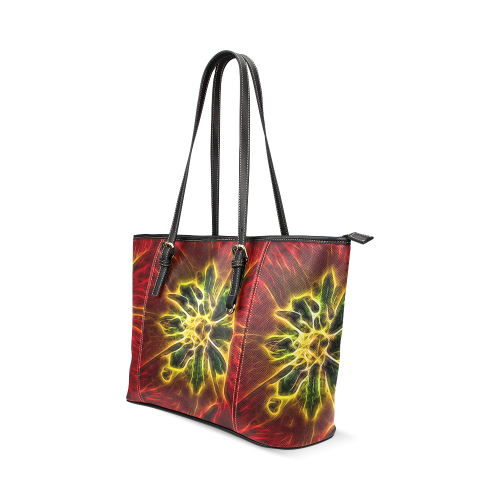 Topaz Flower Leather Tote Bag/Large (Model 1640)
