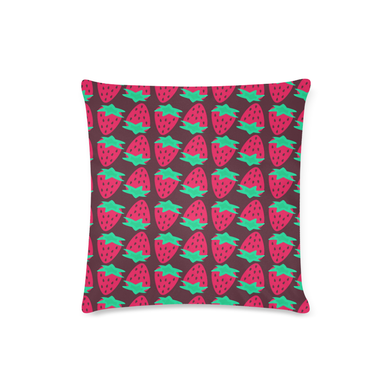 Strawberry Pattern Custom Zippered Pillow Case 16"x16"(Twin Sides)