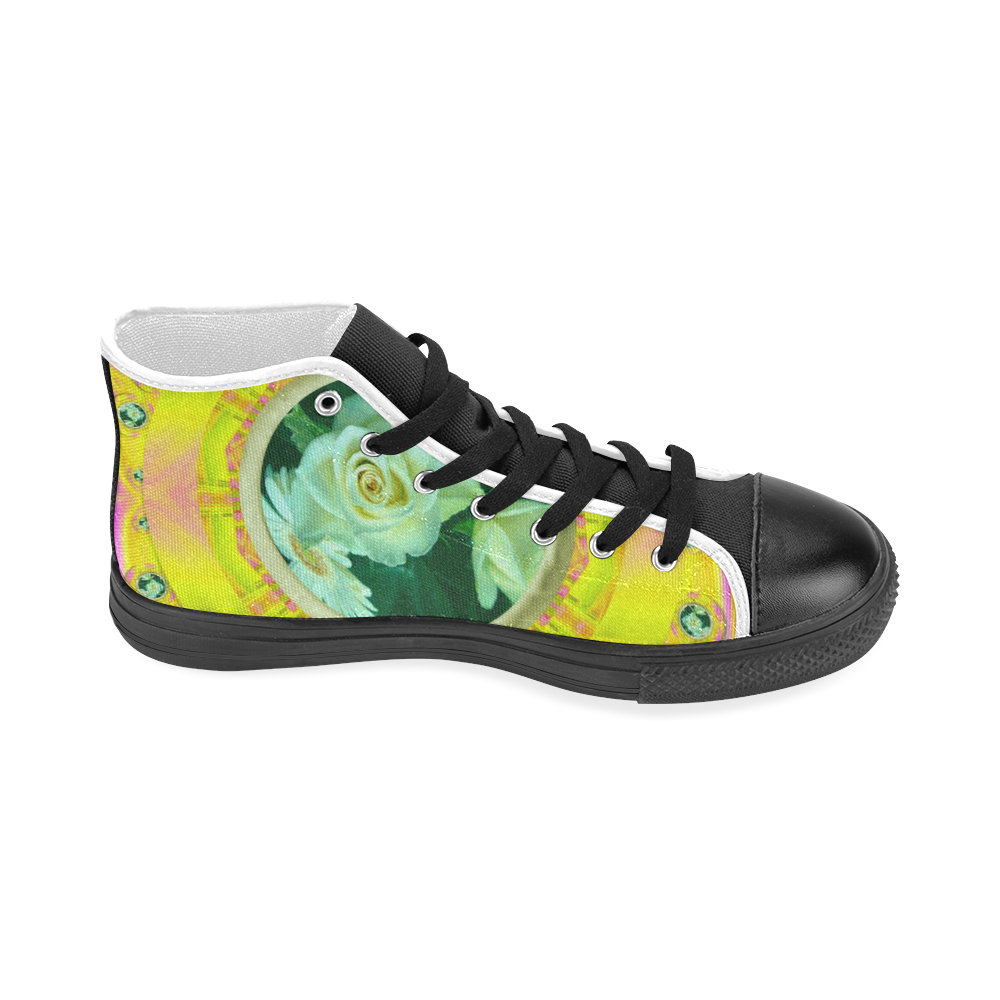 Flowery rainbow with roses Women's Classic High Top Canvas Shoes (Model 017)