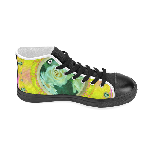 Flowery rainbow with roses Women's Classic High Top Canvas Shoes (Model 017)