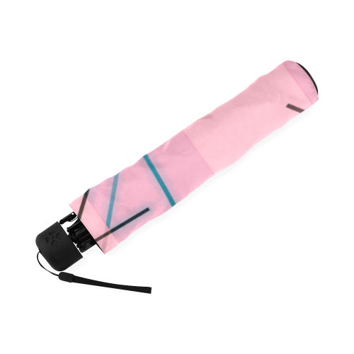 Midcentury Modern Atomic Starburst Diamond Pattern Flamingo Pink Foldable Umbrella (Model U01)