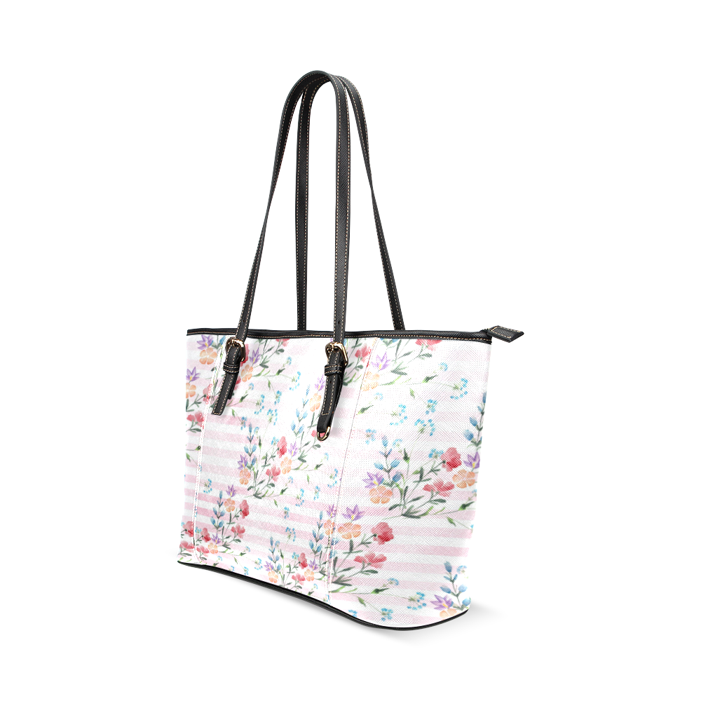 Delicate Wildflowers Leather Tote Bag/Small (Model 1640)