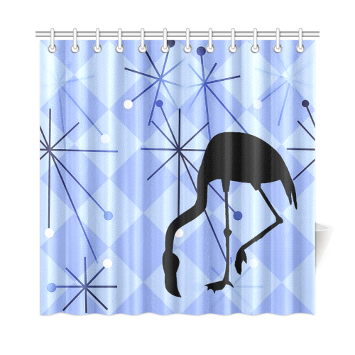midcentury modern atomic starburst vintage retro flamingo blue diamond Shower Curtain 72"x72"