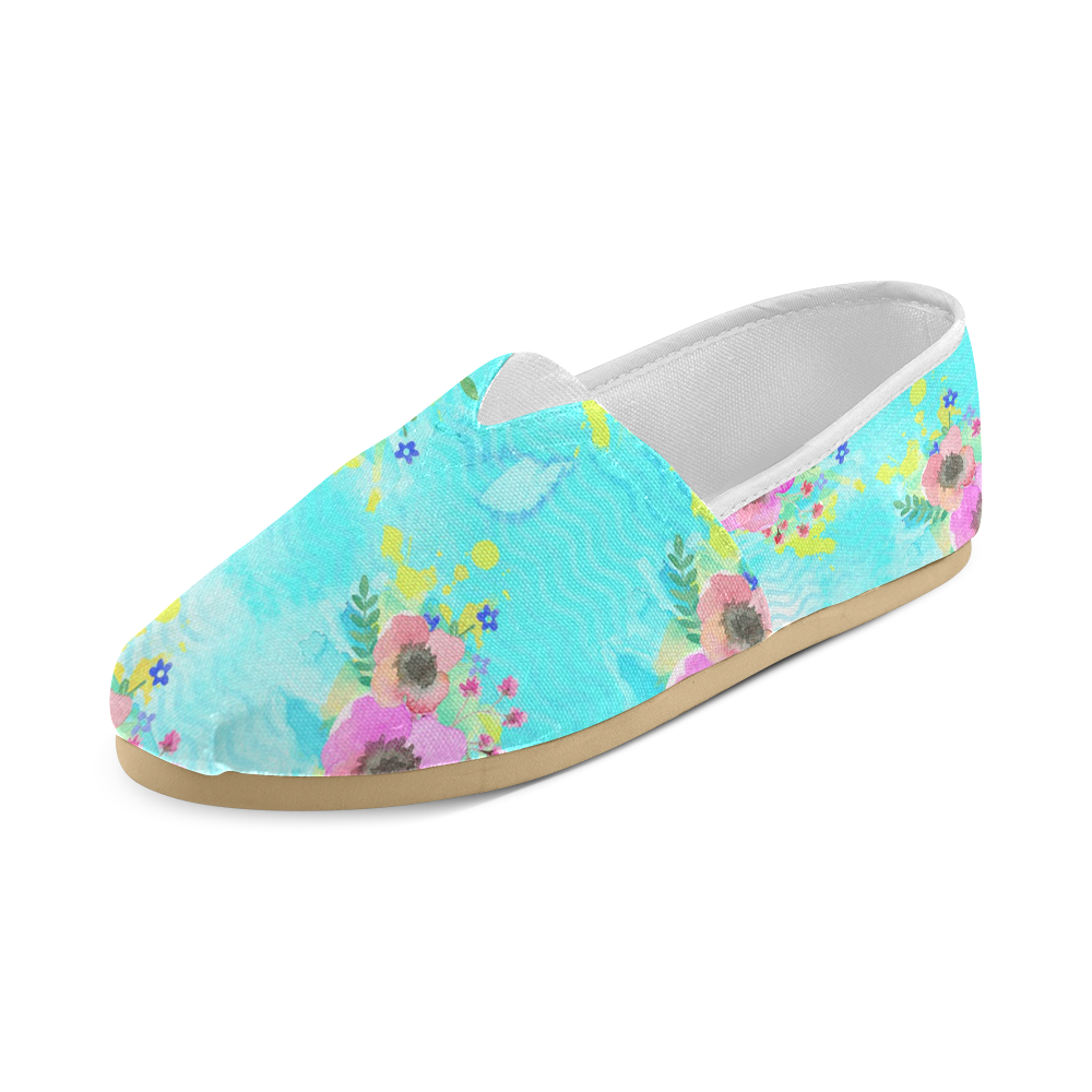 Watercolor Bouquet Unisex Casual Shoes (Model 004) | ID: D207430