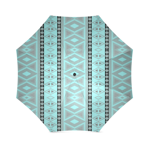 tribal border pattern  vertical, aqua Foldable Umbrella (Model U01)