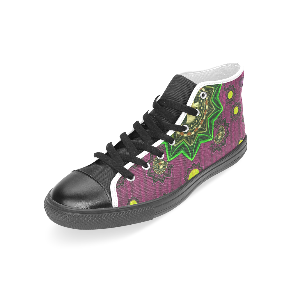 Among stars a dove a fender in peace and leather Women's Classic High Top Canvas Shoes (Model 017)
