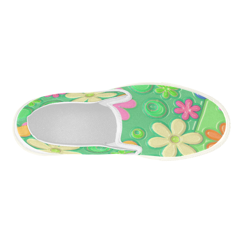 Floral20151014 Women's Slip-on Canvas Shoes (Model 019)