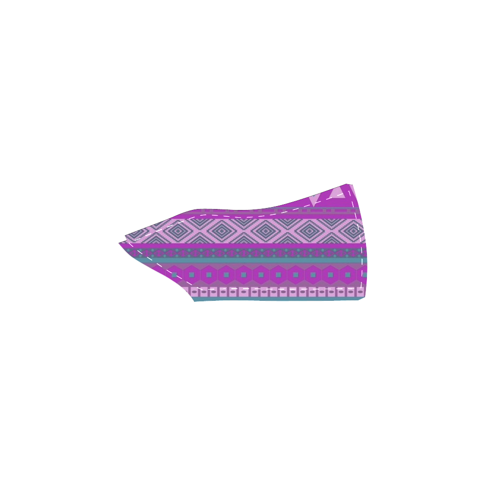 fancy tribal border pattern 08 pink Women's Unusual Slip-on Canvas Shoes (Model 019)