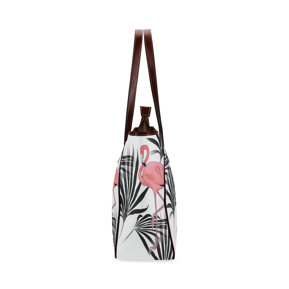 Flamingo Tropical Palmetto Fronds Pattern Classic Tote Bag (Model 1644)